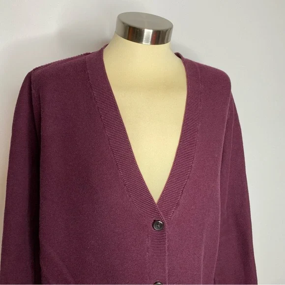 J. Jill Burgundy Duster Cardigan - Picture 3 of 10